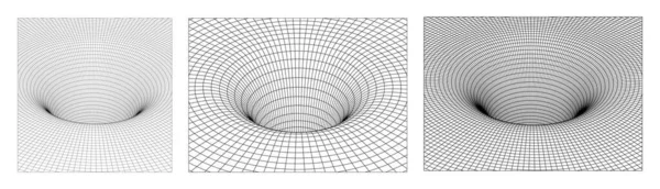 Kablolu Düşük Çözünürlüklü Geometrik Huni Yüzey Warp Hızıyla Solucan Deliği — Stok Vektör
