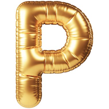 Büyük harfli altın helyum balonu P. 3D gerçekçi dekorasyon, tüm kutlama etkinlikleri ve parti için tasarım unsuru, doğum günü, yıldönümü, düğün ve diğer kutlamalar için bayram kutlamaları.
