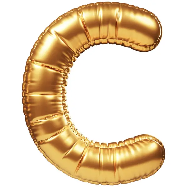 以大写字母C 3D的形式出现的金色氦气气球现实的装饰 所有庆祝活动和聚会的设计元素 婚礼和其他庆祝活动的节日问候 — 图库照片