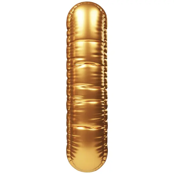Gold Helium Balloon Form Capital Letter Realistic Decoration Design Element — Stock Photo, Image