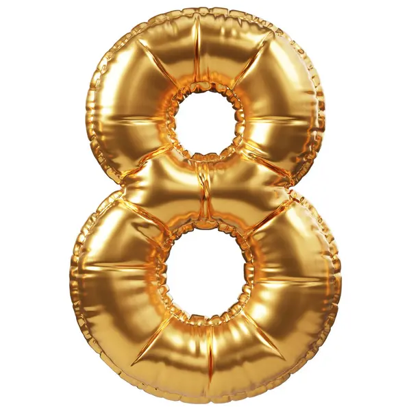 Ballon Hélium Doré Forme Numéro Décoration Réaliste Élément Design Lié — Photo