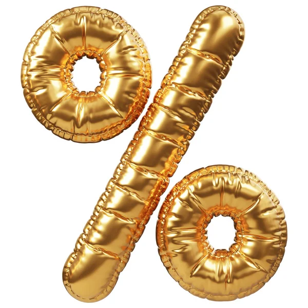 Balão Hélio Dourado Forma Marca Percentual Sinal Decoração Realista Elemento — Fotografia de Stock