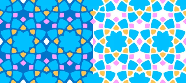 Płynny Wzór Elementami Kwiatowymi Geometrycznymi Które Tworzą Abstrakcyjną Ozdobę Mozaikową — Wektor stockowy