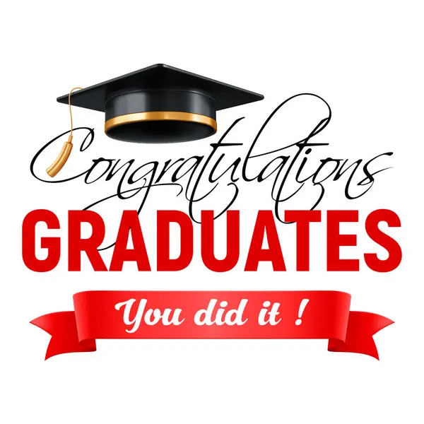 Modelo Parabéns Graduados Classe 2024 Com Tampa Graduação Realista Fita — Vetor de Stock