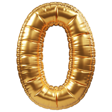 Altın helyum balonu 0 ya da 0 numara şeklinde. 3 boyutlu gerçekçi dekorasyon, tüm etkinlikler ve partiler için tasarım unsuru, doğum günü kutlamaları, yıldönümü, indirimde yüzde indirimi