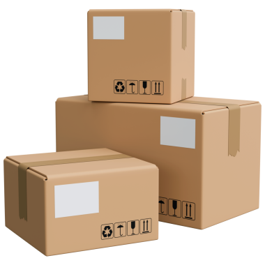 İçinde ambalaj sembolleri olan karton kargo kutuları. Teslimat kutusunun tabelası kırılgan, en üstte, kuru ve geri dönüşümlü. Kargo kutuları mühürlendi ve gönderilmeye hazır. İzole edilmiş 3d illüstrasyon