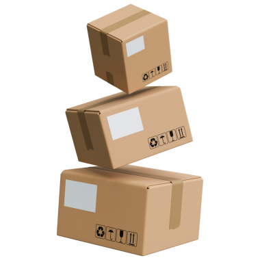 İçinde ambalaj sembolleri olan karton kargo kutuları. Teslimat kutusunun tabelası kırılgan, en üstte, kuru ve geri dönüşümlü. Kargo kutuları mühürlendi ve gönderilmeye hazır. İzole edilmiş 3d illüstrasyon