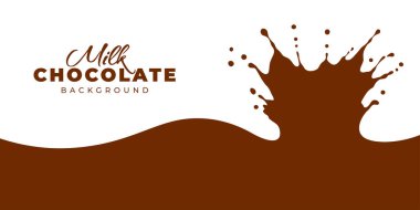 Süt ve çikolata damlası. Düz dinamik sıçramalar ve damlalar, taç şeklinde. Tasarım, logo, amblem, organik tatlı süt ürünleri etiketi için kullanılabilir. Vektör illüstrasyonu