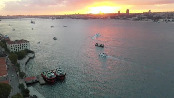 Istanbul Turkije 2022 Turkse Schepen Jachten Varen Bosporus Zeeverkeer Bosporus — Stockvideo
