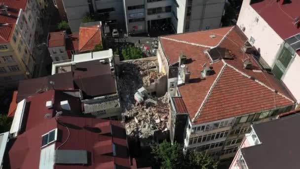 Estambul Turquía 2022 Demolición Antiguos Apartamentos Turquía Renovación Edificios Antiguos — Vídeo de stock