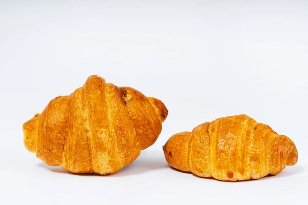 Mini Croissants Voor Thee Een Witte Achtergrond Zoete Croissants Met — Stockfoto