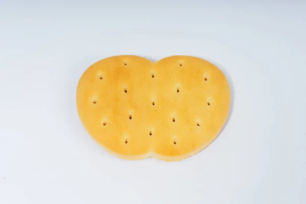 Koekjes Vorm Van Een Appel Een Witte Achtergrond Meel Crackers — Stockfoto