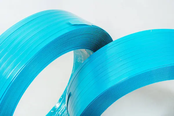 Blue Polyester Tape White Background High Strength Temoplastic Tape Roll Royalty Free Stock Photos