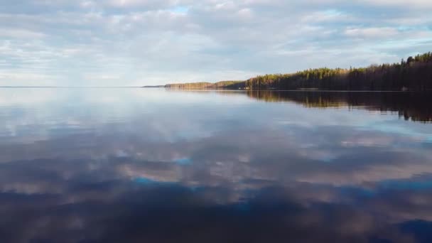 Flygfoto Över Yanisyarvi Sjön Karelen Ryssland — Stockvideo
