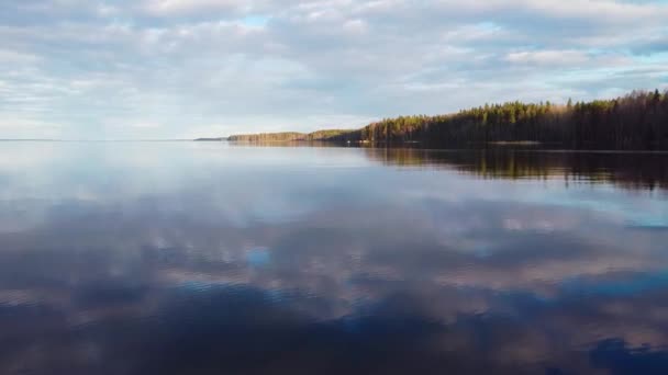 Flygfoto Över Yanisyarvi Sjön Karelen Ryssland — Stockvideo