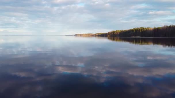 Vista Aérea Del Lago Yanisyarvi Karelia Rusia — Vídeos de Stock