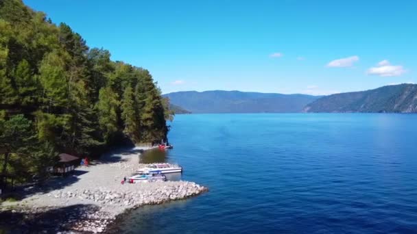 Úžasný Letecký Výhled Jezero Altai Vzdušný Výhled Krásné Krajinné Jezero — Stock video