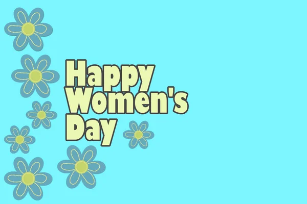 Text Women Day Postcard March Blue Background March Holiday Concept —  Fotos de Stock