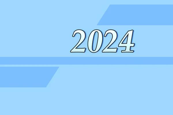 Tekst 2024 Een Blauwe Achtergrond Ansichtkaart Gelukkig Nieuwjaar 2024 Brieven — Stockfoto