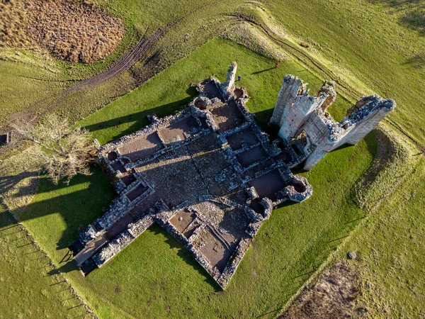 Aerial View Edlingham Castle Alnwick Northumberland Northeast England Ruins Manor — Stock Photo, Image