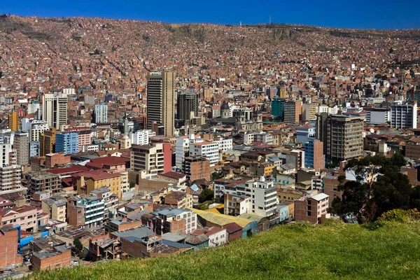 City of La Paz in Bolivia, South America. At an elevation of roughly 3,650m (11,975ft) above sea level, La Paz is the highest capital city in the world. Viewed from Mirador Kilikili.