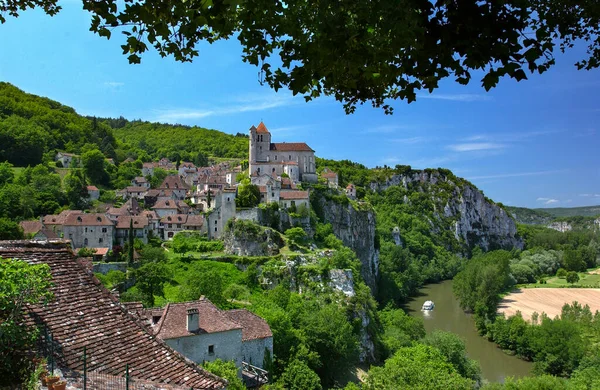 Het Pittoreske Dorpje Saint Cirq Lapopie Boven Lot Occitanie Regio — Stockfoto
