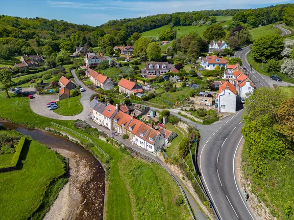 Aerial View Sandsend Village North Yorkshire Coast Northeast England — Stock fotografie