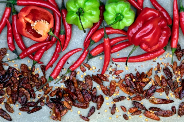 Fresh Dried Chili Peppers Hot Spicy — Stock Photo, Image