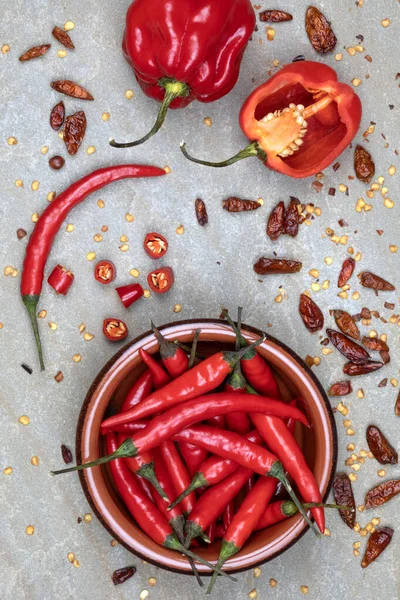 Fresh Dried Chili Peppers Hot Spicy Food Seasoning Flavoring — Stock Photo, Image