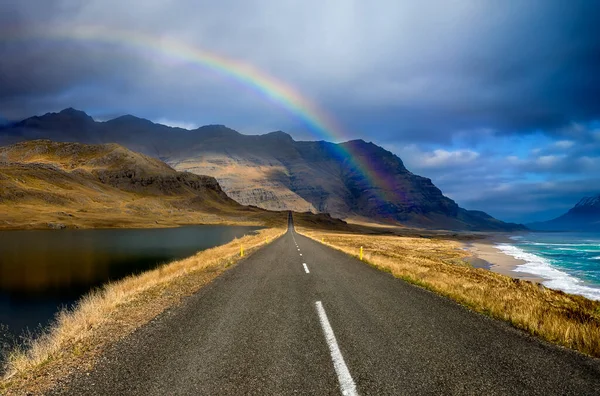 Rainbow Coastal Road Hofn Southwest Iceland — Stock Photo, Image
