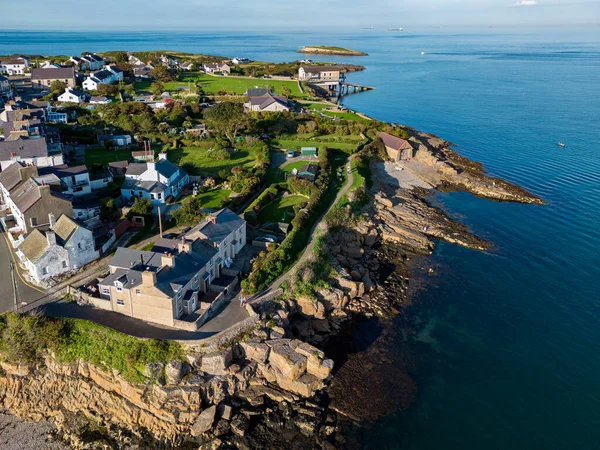 Aerial View Moelfre Village Island Anglesey North Wales United Kingdom — Stock Photo, Image