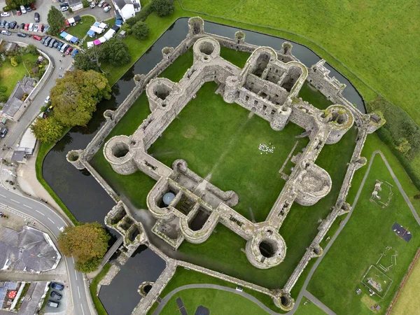 Vedere Aeriană Ruinelor Castelului Beaumaris Insula Anglesey Din Țara Nord — Fotografie, imagine de stoc