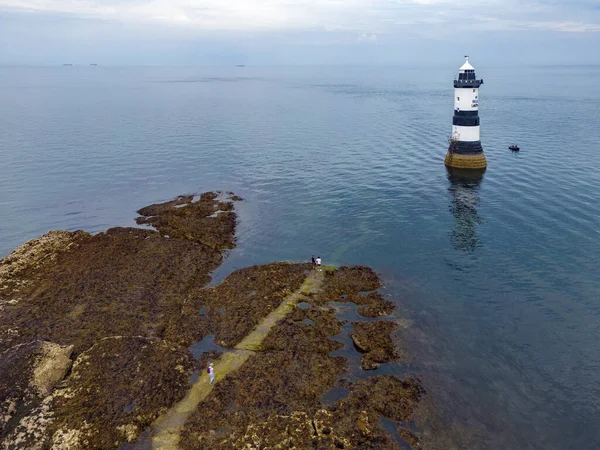Aerial View Penmon Lighthouse Island Anglesey North Wales United Kingdom — Stock Photo, Image