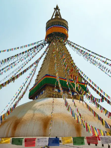 Boudhanath Buddhist Stupa Bouddha Byen Kathmandu Nepal Den Stupa Omkringliggende Royaltyfrie stock-billeder
