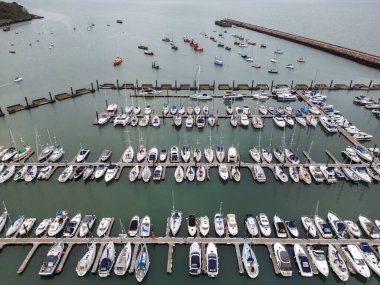 Aerial view of the marina at Brixham on the south coast of Devon in the southwest of England. clipart