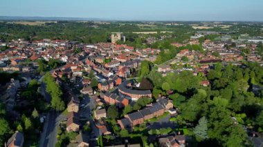 Kuzey Yorkshire, İngiltere 'nin kuzeydoğusundaki Ripon şehrinin hava manzarası