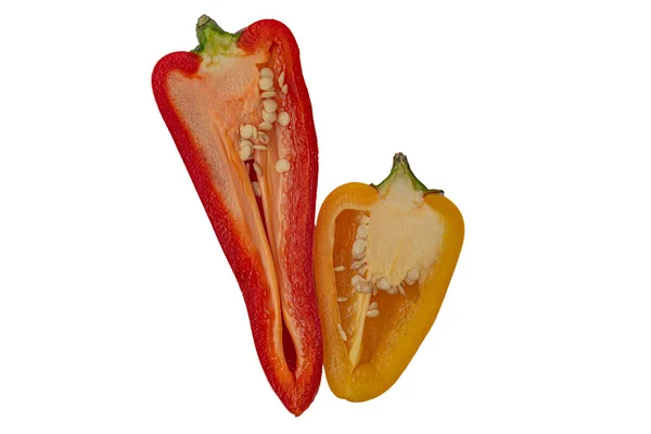 Red Yellow Pepper Section White Background High Quality Photo — Stock Photo, Image