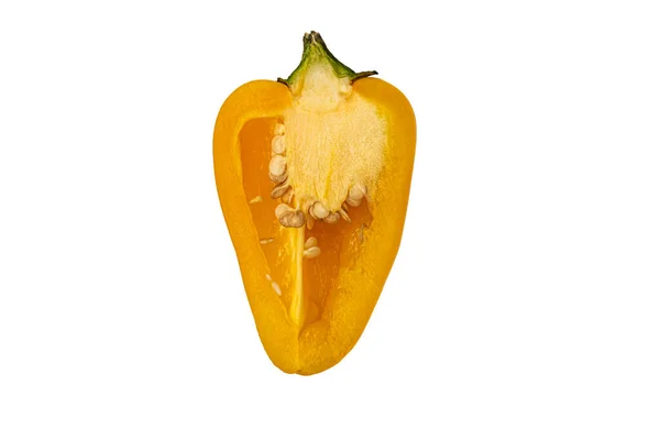 Yellow Sweet Pepper Cut Half Isolated White Background High Quality — Stock Photo, Image