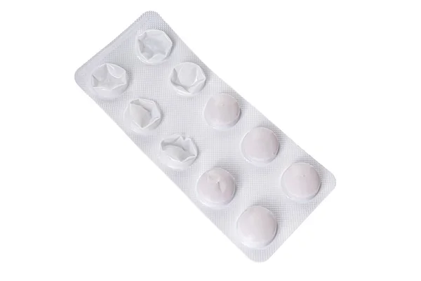 Embalagem Pílulas Isoladas Fundo Branco Foto Alta Qualidade — Fotografia de Stock