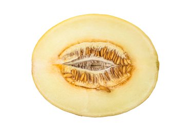 Yarım kavun, karpuz bölümde, üst görünümde.
