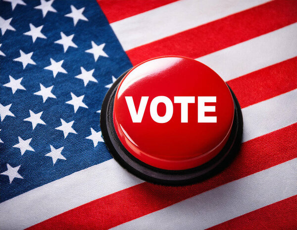 usa vote button with usa flag, American elections