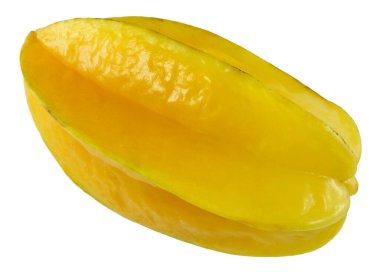 Carambola, yıldız meyvesi. Beyaz arkaplanda yıldız meyvesi