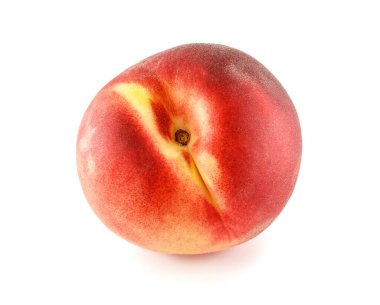 Olgun şeftali meyvesi beyaz arkaplan kesiminde izole