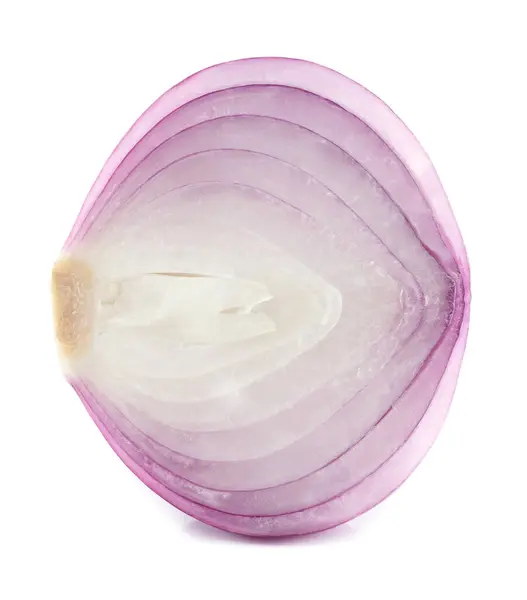 Beyaz arkaplanda soğanı kes