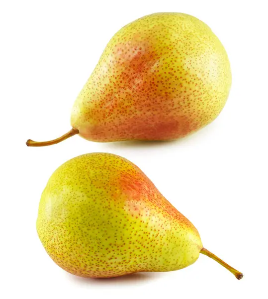 beyaz arka planda izole edilmiş taze armutlar