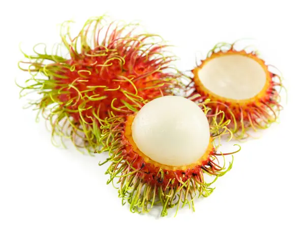 fehér háttér piros shell RAMBUTAN gyümölcs