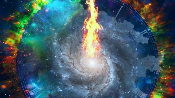 Fuoco Eterno Nell Universo Vivido Stelle Nebulose — Video Stock