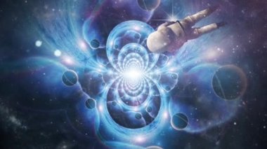 Fraktal uzaydan önce astronot. Canlandırılmış video-