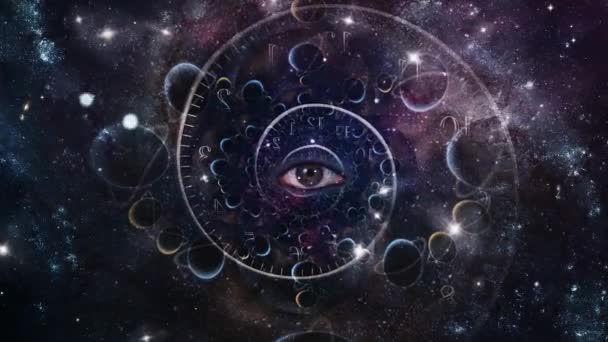 Глаз Спираль Времени Космический Фрактал — стоковое видео