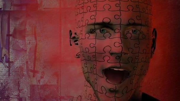 Twarz Człowieka Puzzle Animowane Wideo — Wideo stockowe